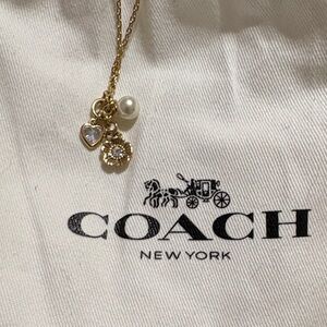 Coach Gold Charm Necklace with Pearl